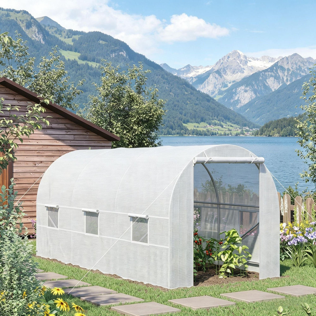 Walk-In Tunnel Greenhouse with Roll-Up Windows