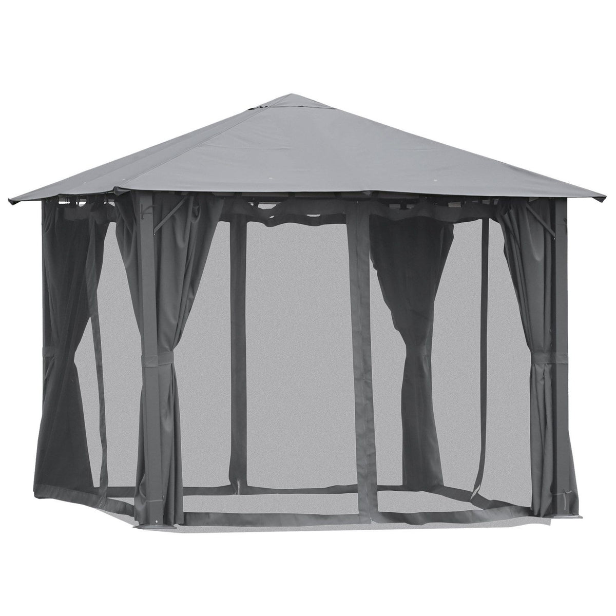 Black Patio Gazebo with Vented Roof and Zippered Panels