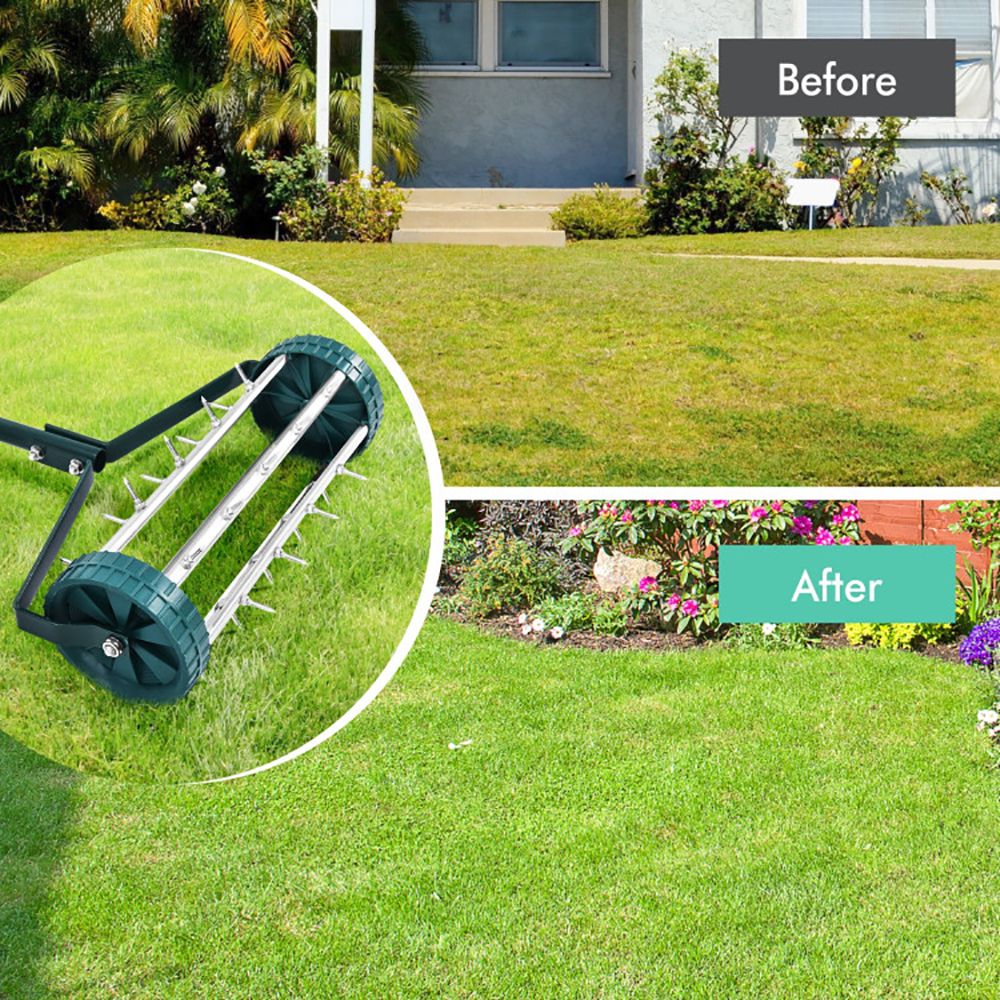 Rolling Lawn Aerator with Tine Spikes