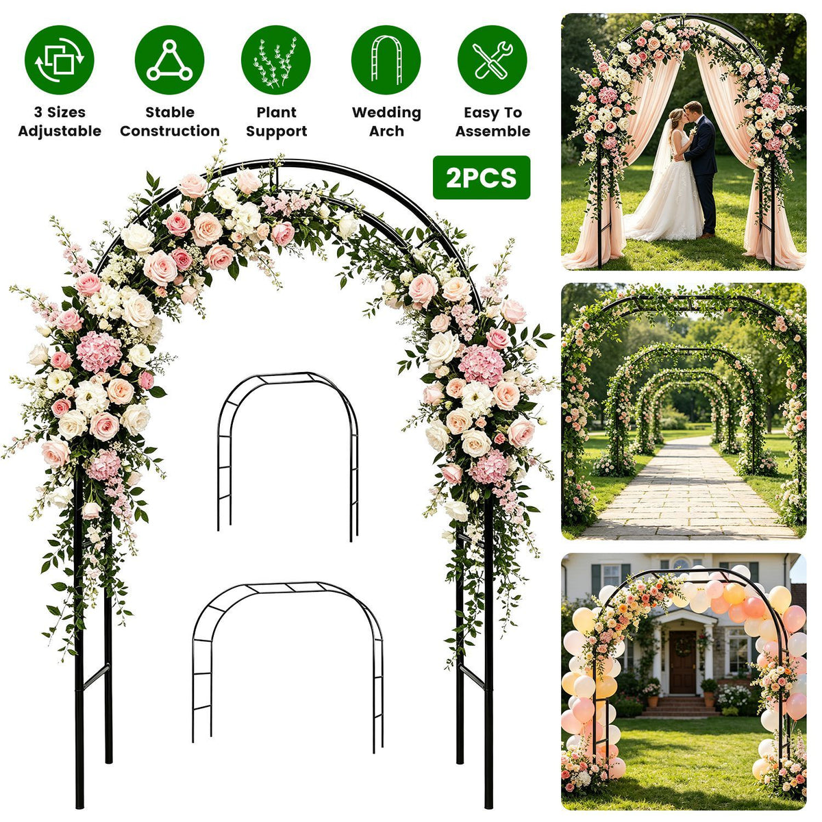 Adjustable Garden Arch for Climbing Plants and Events