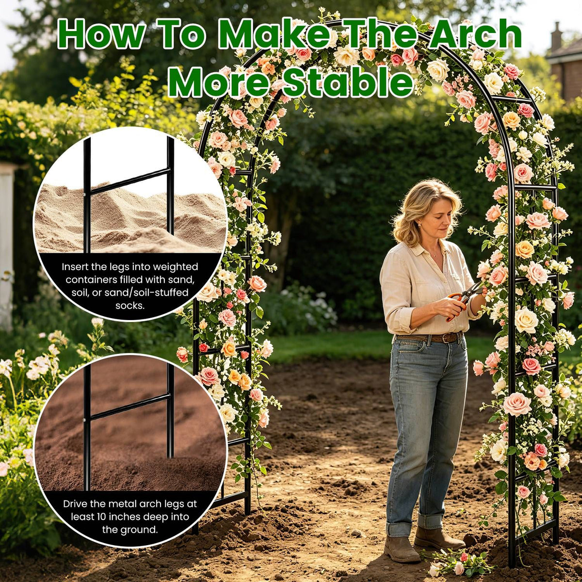 Adjustable Garden Arch for Climbing Plants and Events