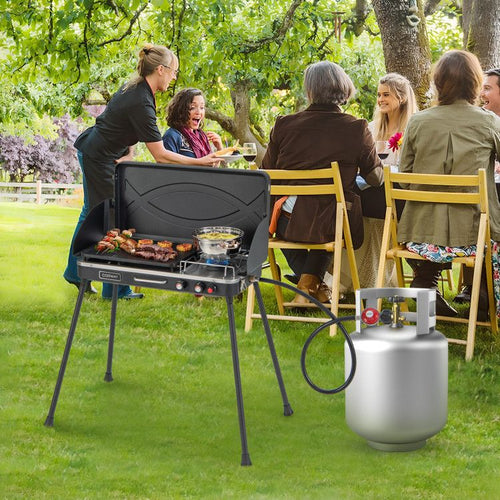 2-in-1 Camping Grill and Stove with Dual Burners