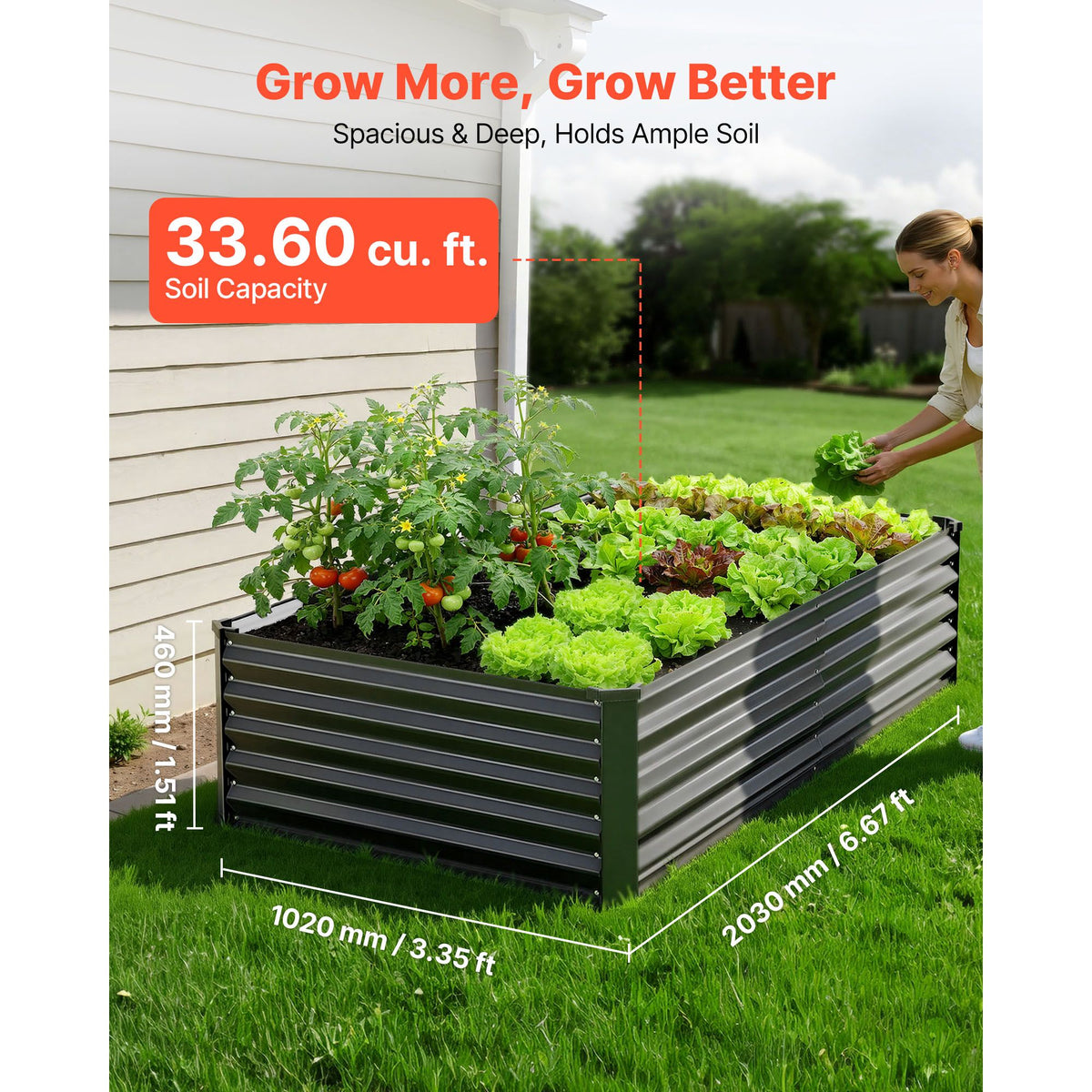 VEVOR Dark Gray Rectangular Raised Garden Bed Kit