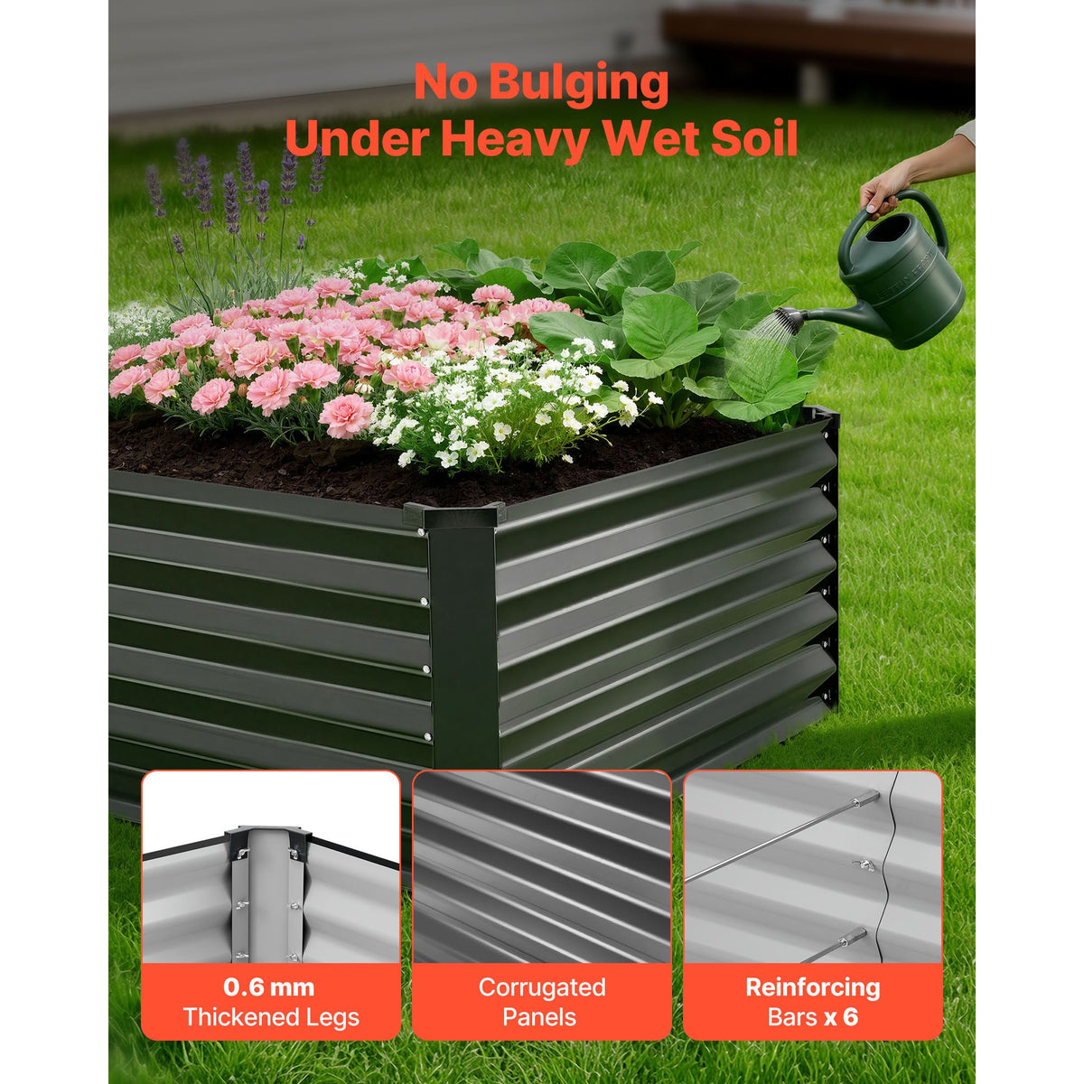 VEVOR Dark Gray Rectangular Raised Garden Bed Kit
