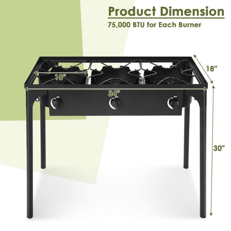 Portable Triple-Burner Propane Cooker for Outdoor Meals