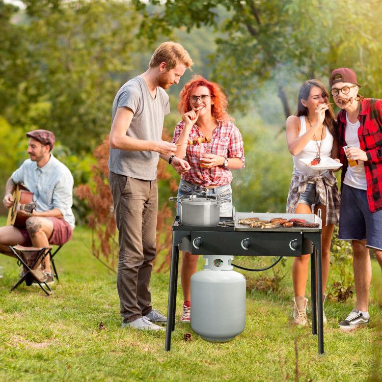 Portable Triple-Burner Propane Cooker for Outdoor Meals