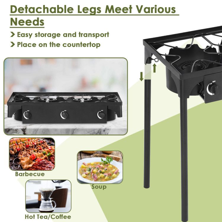 Portable Triple-Burner Propane Cooker for Outdoor Meals