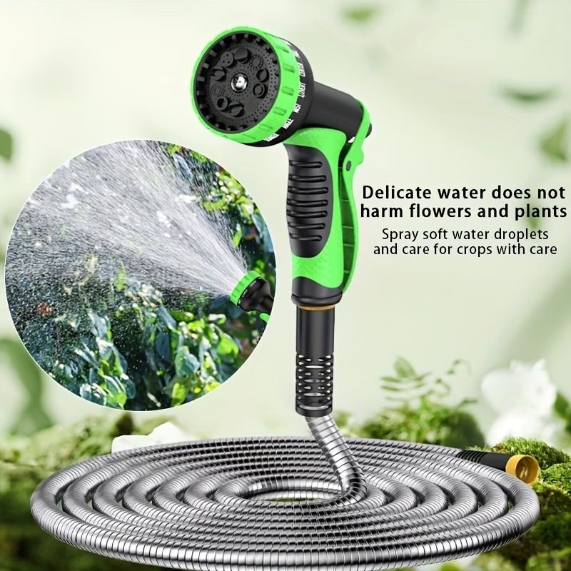Kink-Resistant Garden Hose with 10-Pattern Spray Nozzle