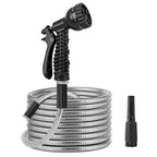 Flexible Garden Hose Kit with Multi-Pattern Spray Nozzle