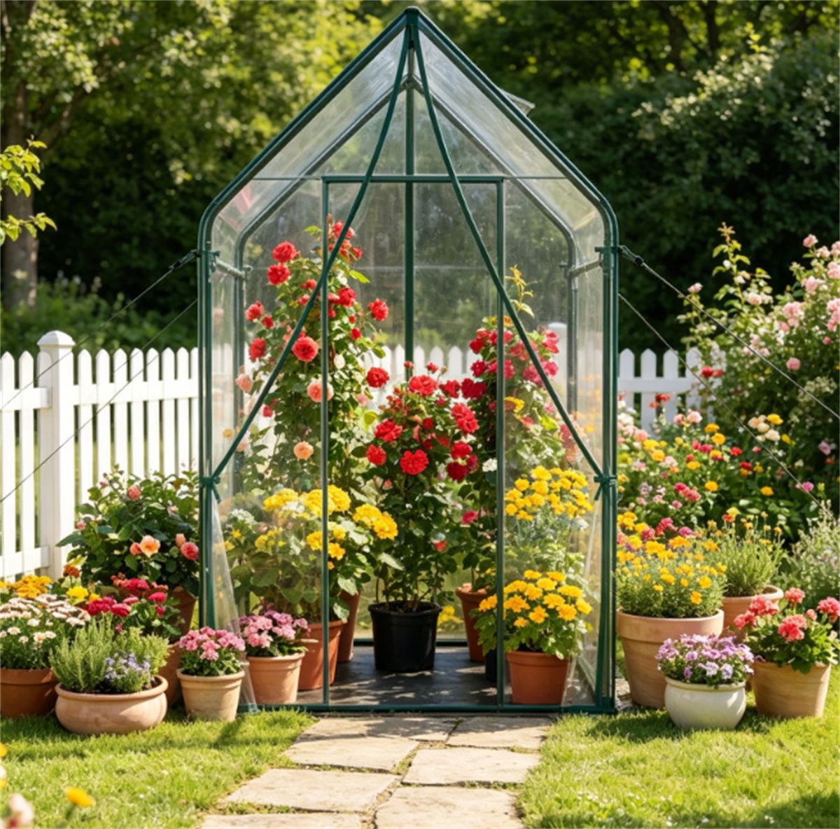 Portable Mini Greenhouse with Detachable Bottom Mat