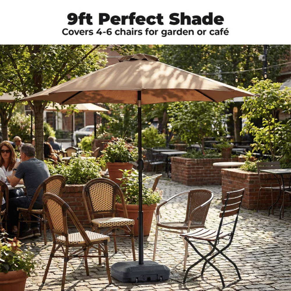 Crank-Open Patio Umbrella with Adjustable Tilt