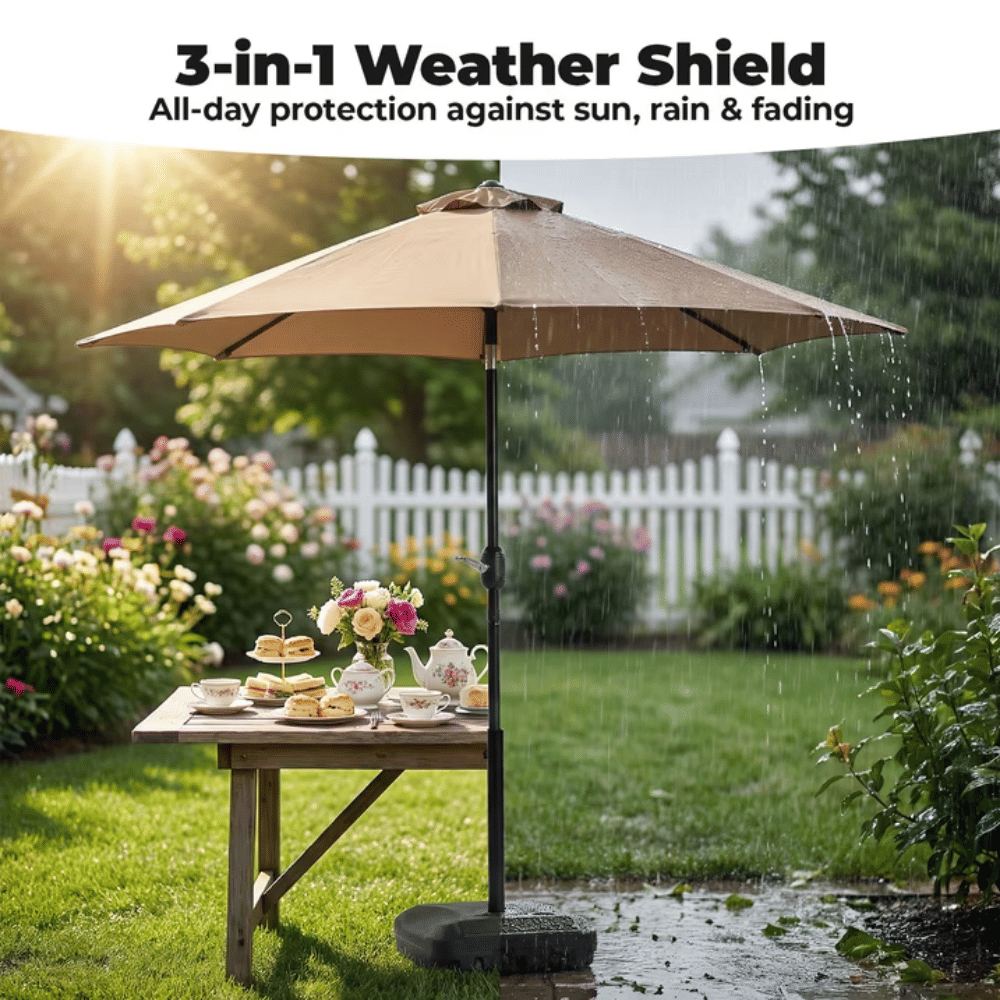 Crank-Open Patio Umbrella with Adjustable Tilt