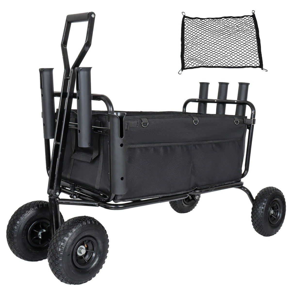 Collapsible Fishing and Beach Wagon with Gear Holders