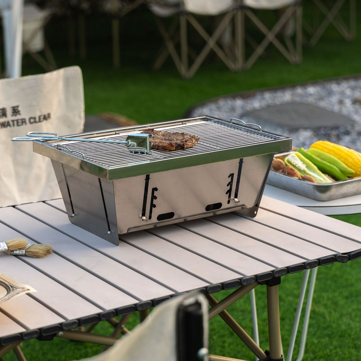 Foldable Charcoal Barbecue for Outdoor Gatherings