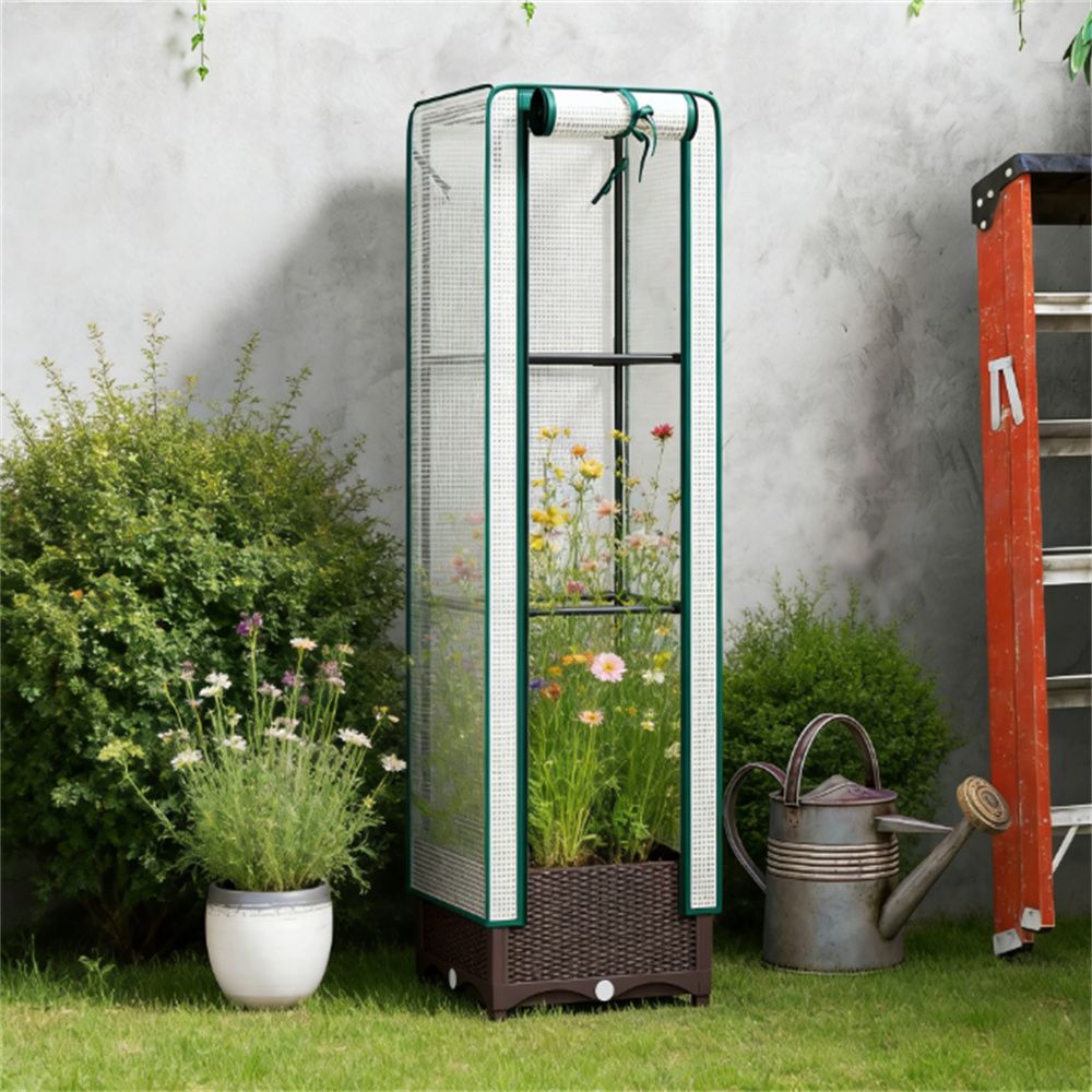 Compact Garden Bed with Trellis and Cover