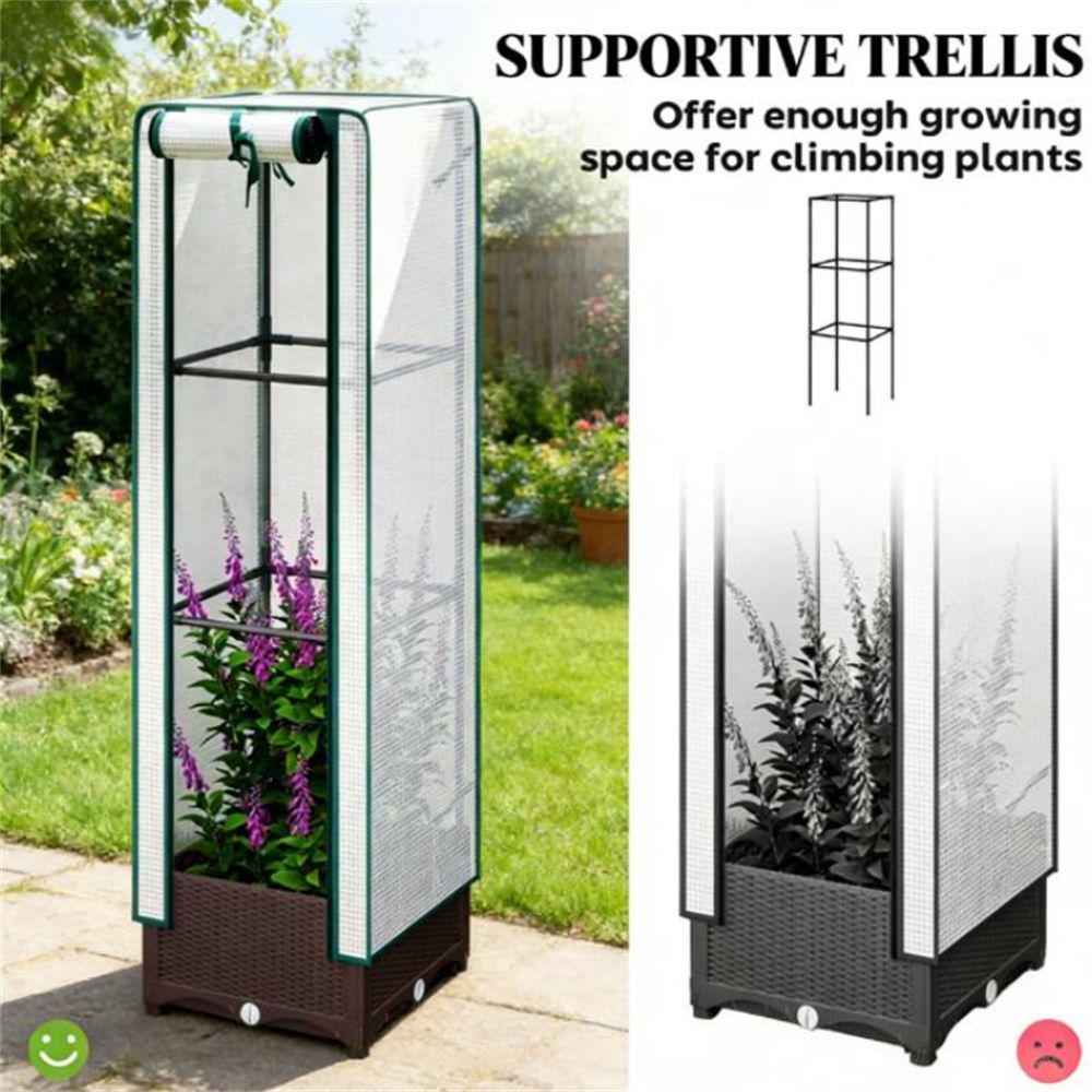 Compact Garden Bed with Trellis and Cover