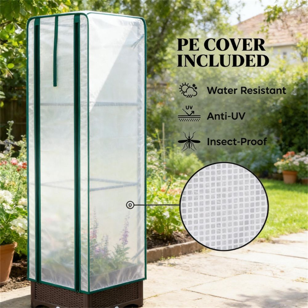 Compact Garden Bed with Trellis and Cover