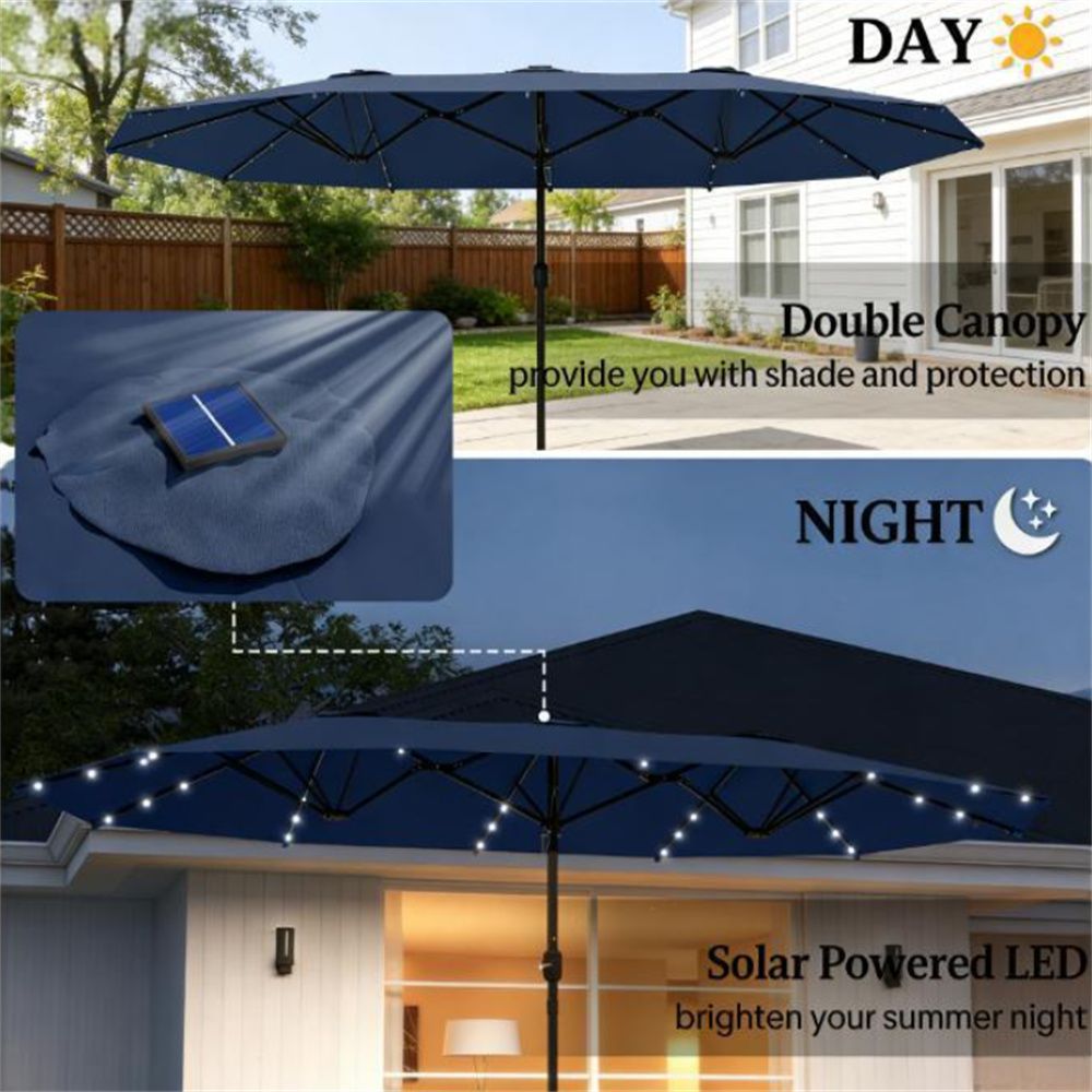Garden sunshade umbrella, with base courtyard umbrella, outdoor umbrella, Navy Blue