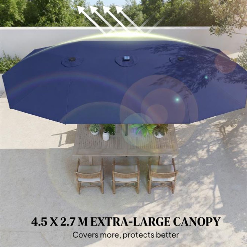 Double-Sided Patio Umbrella with Solar LED Lighting