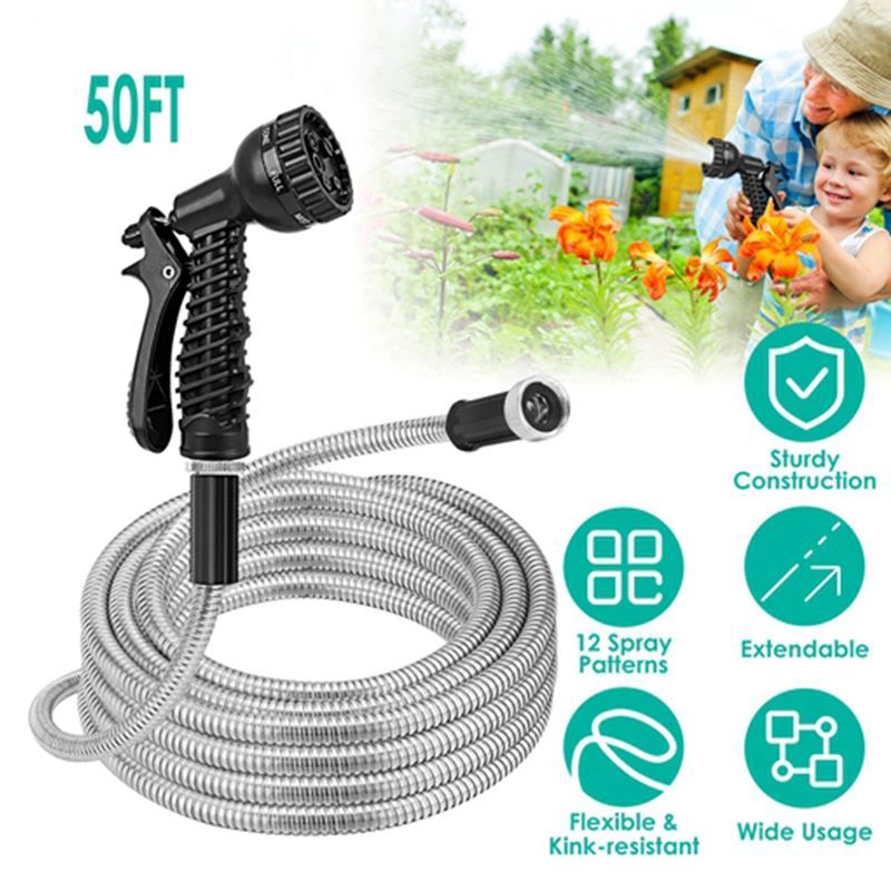Flexible Garden Watering Hose with Adjustable Spray Nozzle