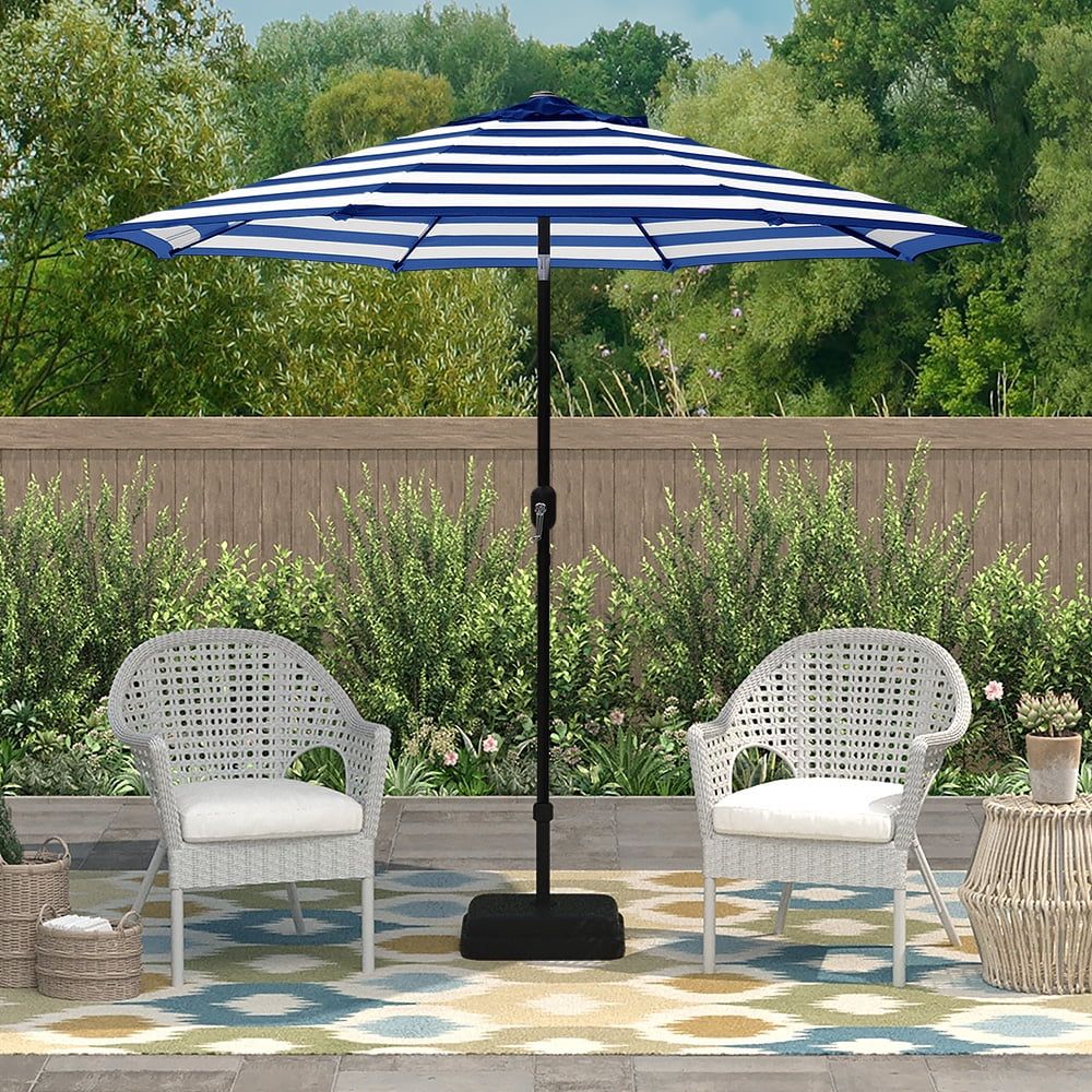 Blue Stripe Patio Umbrella with Crank and Tilt