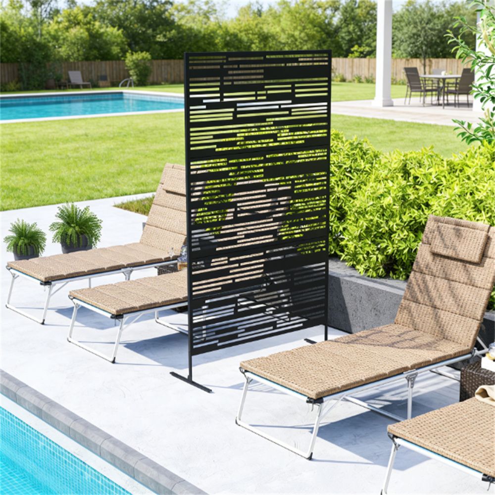 Black Three-Panel Outdoor Divider and Trellis
