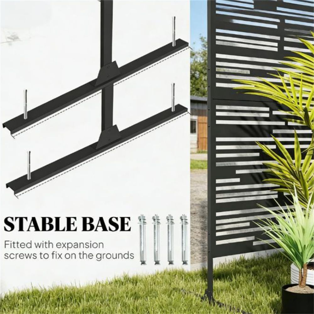 Black Three-Panel Outdoor Divider and Trellis