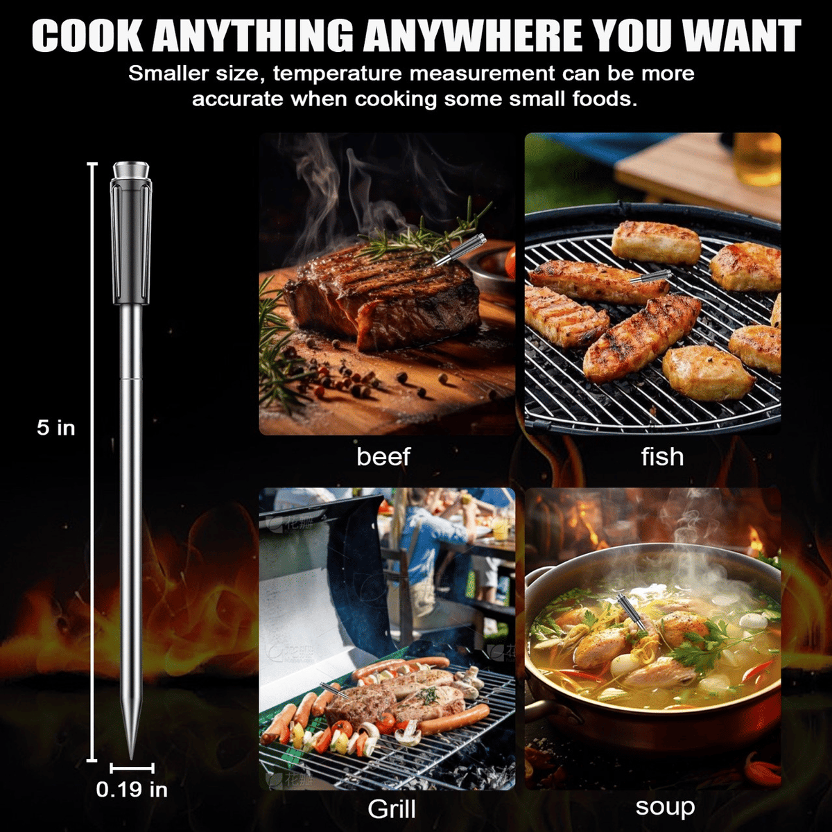 Wireless BBQ Thermometer with Probe Display