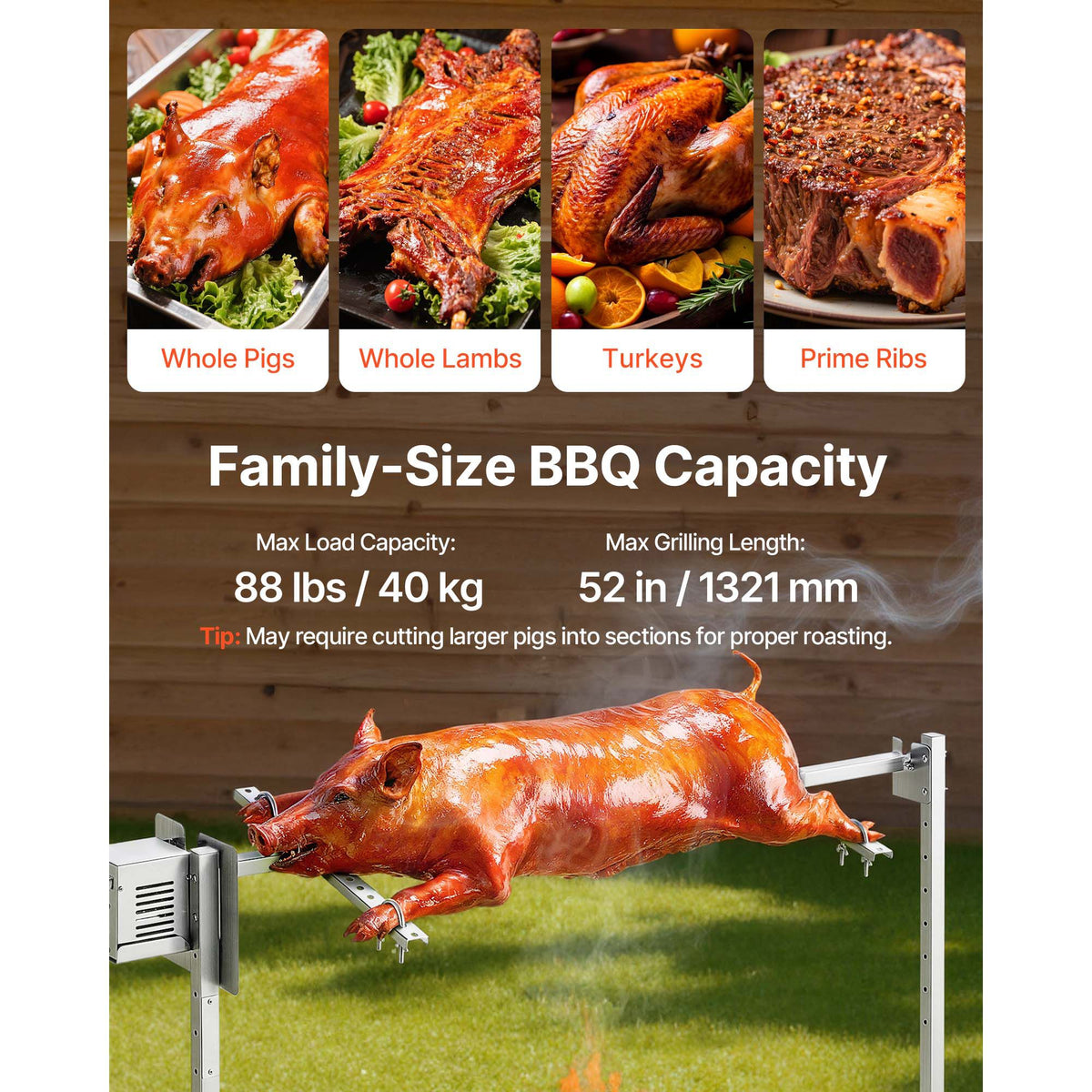 Adjustable Electric Rotisserie Grill Kit