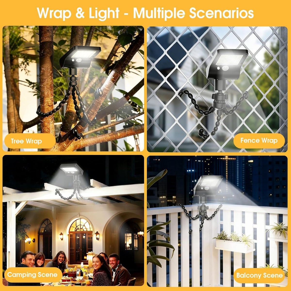Motion-Sensing Solar Light with Flexible Octopus Mount