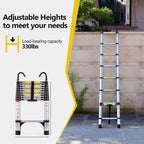 Adjustable Telescopic Ladder with Stabilizers and Hooks