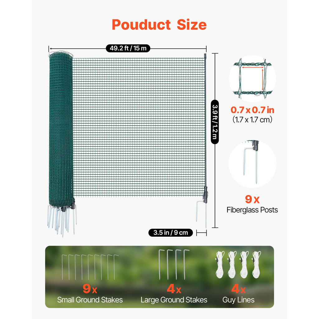 Temporary Garden Fence With Stakes and Guy Ropes