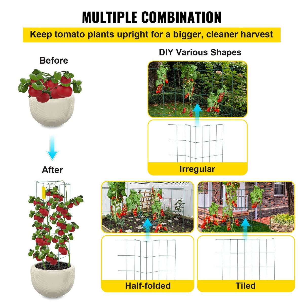 Ten-Pack Interlocking Square Tomato Cages