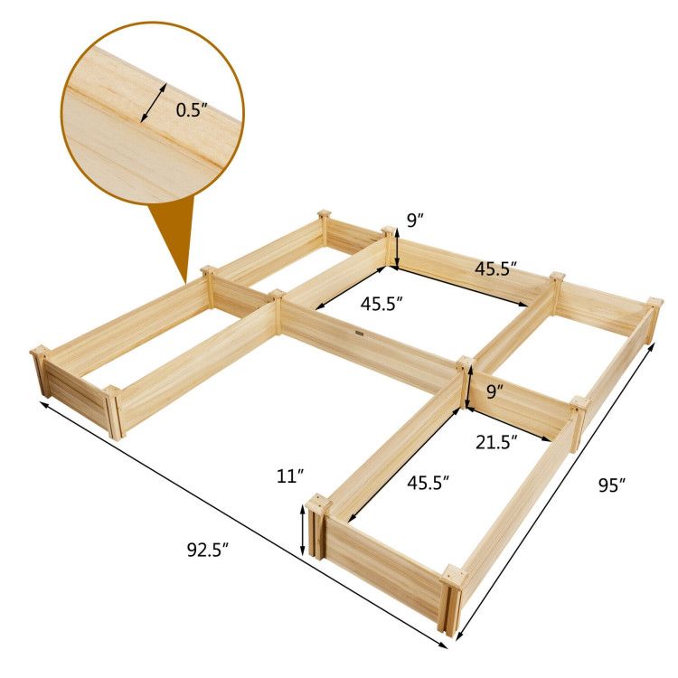 U-Shaped Raised Garden Bed with Flexible Layout